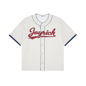 JOYRICH美式街头复古logo短袖棒球衬衫运动开衫24夏新款男女同款