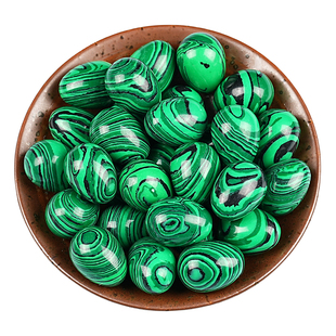 孔雀石鸡蛋形状滚石原石打磨碎石头儿童玩耍小石子天然水晶手把件