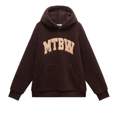 美特斯邦威男女同款情侣卫衣2025冬季新款潮流高街加绒厚连帽上衣