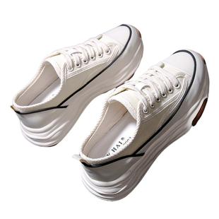 爆款帆布鞋小白女鞋2025春秋季透气新款女款休闲厚底板鞋单鞋网红