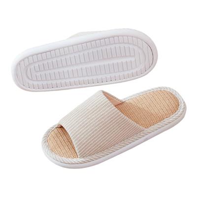 老人防滑亚麻拖鞋男士春秋不臭脚