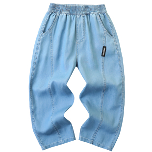 男童薄款裤子夏季2026新款透气儿童天丝牛仔防蚊裤中大童帅气长裤