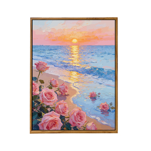 海边落日玫瑰DIY数字油画风景