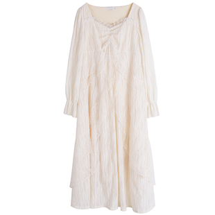 复古甜心风名媛流光裙胖莹莹大码女装V领加绒亮片蕾丝收腰连衣裙