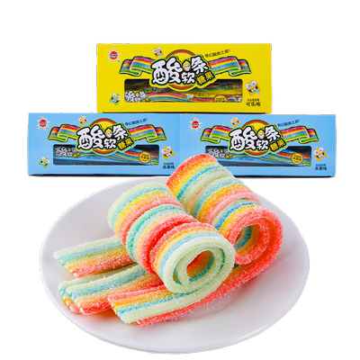 优卡酸条软糖虹长条儿童零食彩