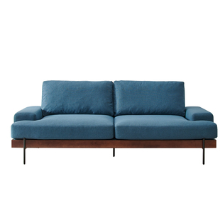 工业风原木loft轻奢客厅棉亚麻民宿胡桃橡胶木可拆洗设计师沙发