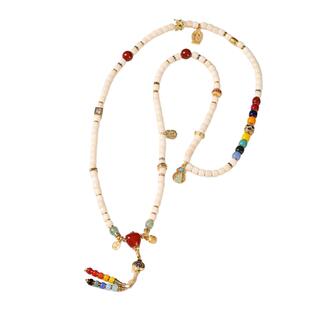 国风108颗佛珠手串白玉菩提原生态直切桶珠项链精致感高级女款项