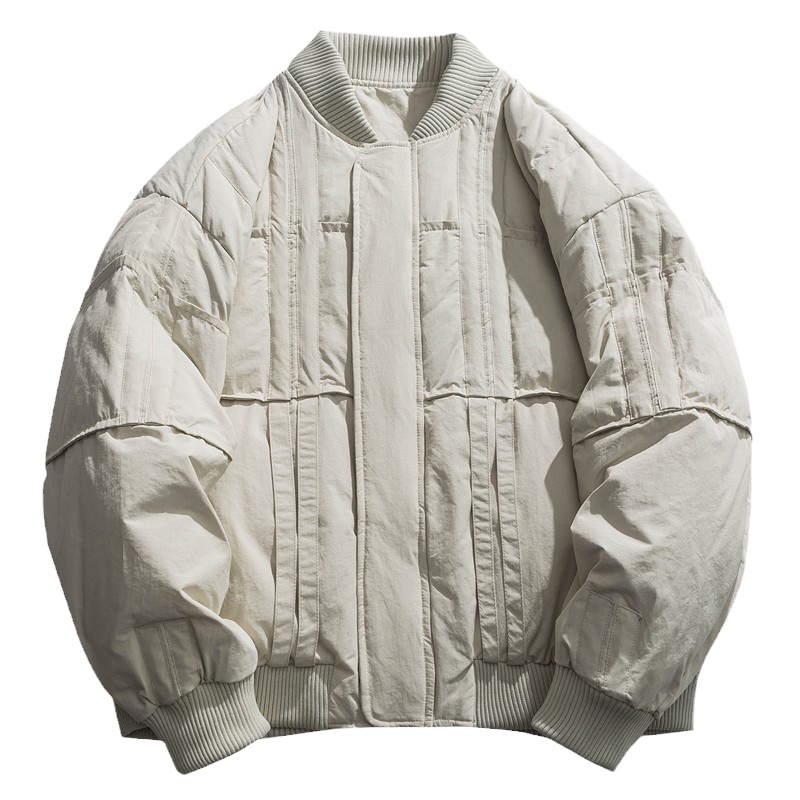 日系复古立领羽绒服男冬季90白鸭绒棒球服宽松保暖工装棉衣男外套