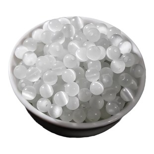 粉白猫眼石散珠4/6mm小米珠蓝橄榄绿水晶珠子手串手链diy材料配件