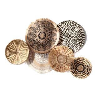 波西米亚墙饰手工草编藤编挂饰墙上创意装饰品墙面装饰壁挂式摆件