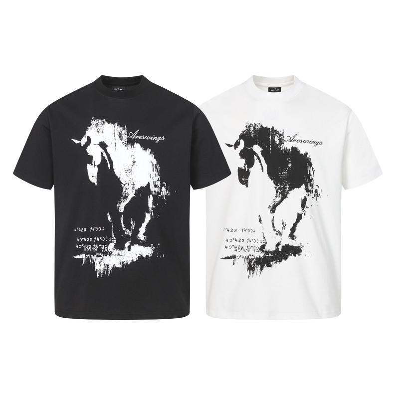 布老哥Blog美式复古幻影战马印花T恤宽松250克