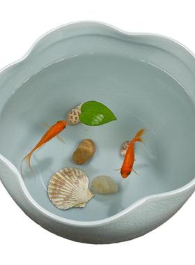 无孔水养金鱼缸工艺品客厅桌面