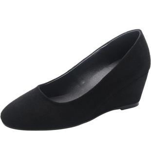 小香风坡跟鞋女2025新款单鞋女鞋春秋季圆头超软小羊皮高跟鞋皮鞋