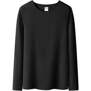 黑色打底衫女内搭螺纹薄款纯白色小低圆领早春春秋款长袖修身大码