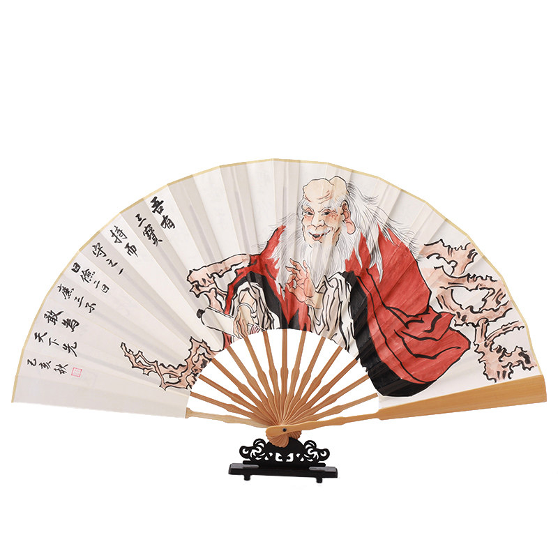 折扇10寸手绘苏工花鸟山水玉竹