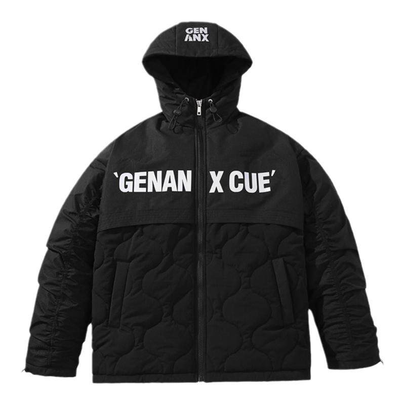 GENANX闪电潮牌棉衣潮流冬季新款基础印花保暖连帽棉服情侣外套男