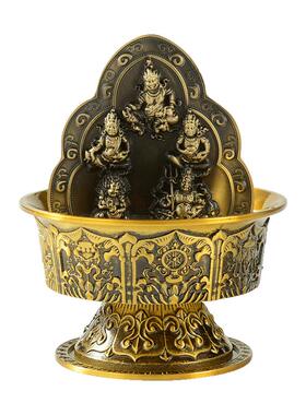 闯隆铜雕花藏式客厅水供财神摆件