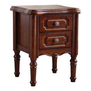 现代实木床头柜美式胡桃白色高款收纳柜子客厅主卧床边小柜免安装