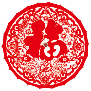 新款秧歌花伞剪纸伞社火表演舞蹈扇演出舞蹈伞陕北秧歌花伞