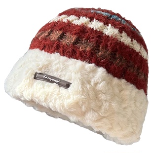 2026年冬季新款加厚保暖时尚洋气针织帽子女款百搭护耳防寒针织帽