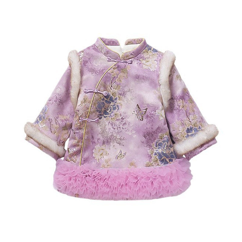 女童新年衣服2025冬季加绒加厚公主裙新中式国风连衣裙洋气拜年服