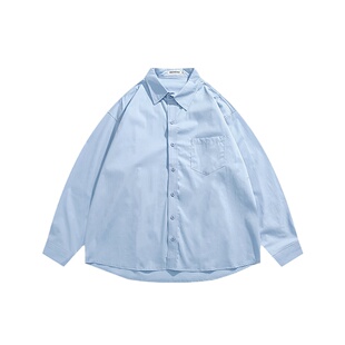 Dashufulcrum日系纯色简约长袖衬衣男女秋季视觉色系休闲衬衫外套