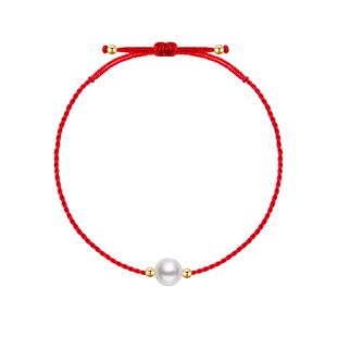 【自营】Idokawa本命年红绳akoya海水珍珠手链18k金珠编制手绳