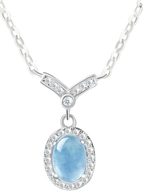 宫里上新天然宝石级海蓝宝项链