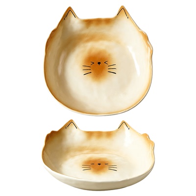 可爱猫咪餐具套装家用高颜值一人食碗碟漂亮酸奶碗盘子乔迁礼物