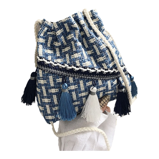 原创汉元素古风包包女汉服日常流苏包袋单肩斜挎包编织百搭尖