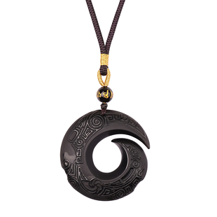 天然黑曜石吊坠时来运转男款冰种平安扣女士护身符正品官方旗舰店