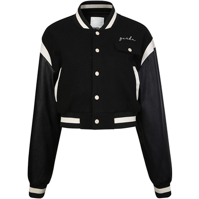 GUUKAHERO黑白拼接短款棉服