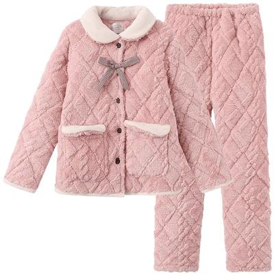 雪俐三层加厚夹棉珊瑚绒家居服