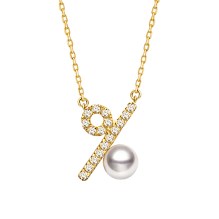 HELAS赫拉钻石百分号Akoya海水珍珠项链女18K金珠宝礼物颈链颈饰