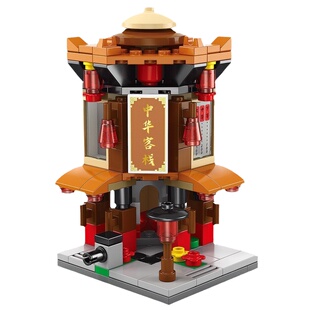 乐乐兄弟积木玩具儿童益智拼装中华街景男孩拼插建筑房子拼图模型