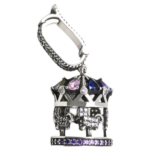 925纯银彩锆旋转木马活扣万能扣吊坠女项链单坠单独配件3*1.5cm