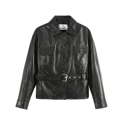 小山羊皮收腰气质皮衣