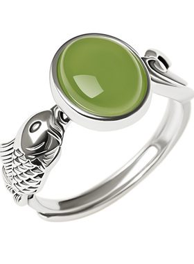 宫里上新天然正品和田玉锦鲤戒指