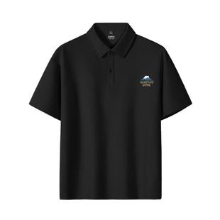 班尼路Polo衫男款夏季高级重磅男士短袖美式宽松大码黑色翻领T恤A