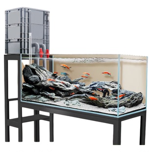 BESSN全套过滤金晶超白溪流缸水族馆直播加厚钢架子双层繁殖鱼缸