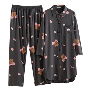 韩版可爱圣诞老人长袖家居服女生时尚长款睡衣秋冬季大码开衫纯棉