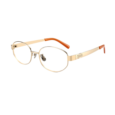 老钱风椭圆形大框金丝眼镜女大脸