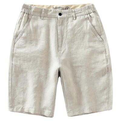 五分裤纯亚麻透气松紧腰