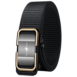 保罗无牙自动扣皮带尼龙帆布腰带户外战术休闲商务西裤牛仔裤带潮