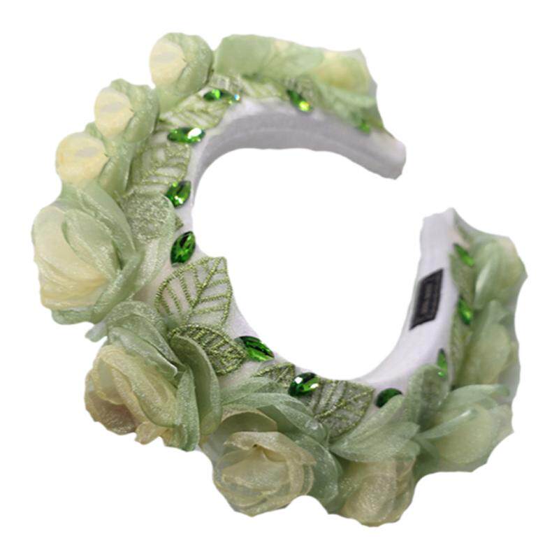 森系镶钻蕾丝花朵发箍带齿发卡
