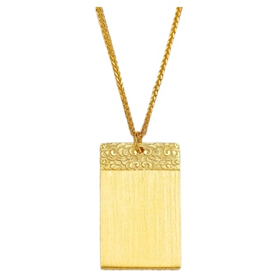 金包银祥云无事牌吊坠男女平安无事牌足金足银官方品质保障实心款