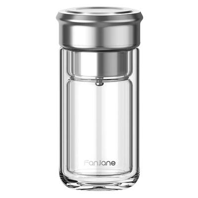 繁简双层玻璃水杯男2025新款茶水分离杯带盖家用耐高温泡茶杯专用