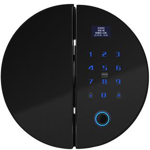双开玻璃门锁办公室指纹锁免开孔无框密码锁推拉平移门智能电子锁