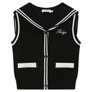 RBIGX瑞比克童装2025秋季新款海军领学院风甜美休闲针织女童马甲