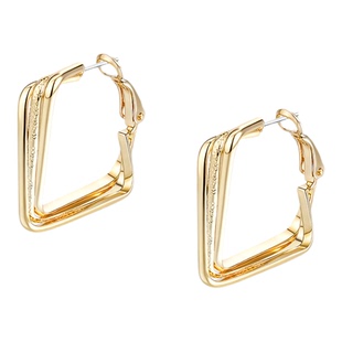 AJIDOU阿吉豆耳钉金色女款多层方形耳环气质感精致小众首饰品耳饰